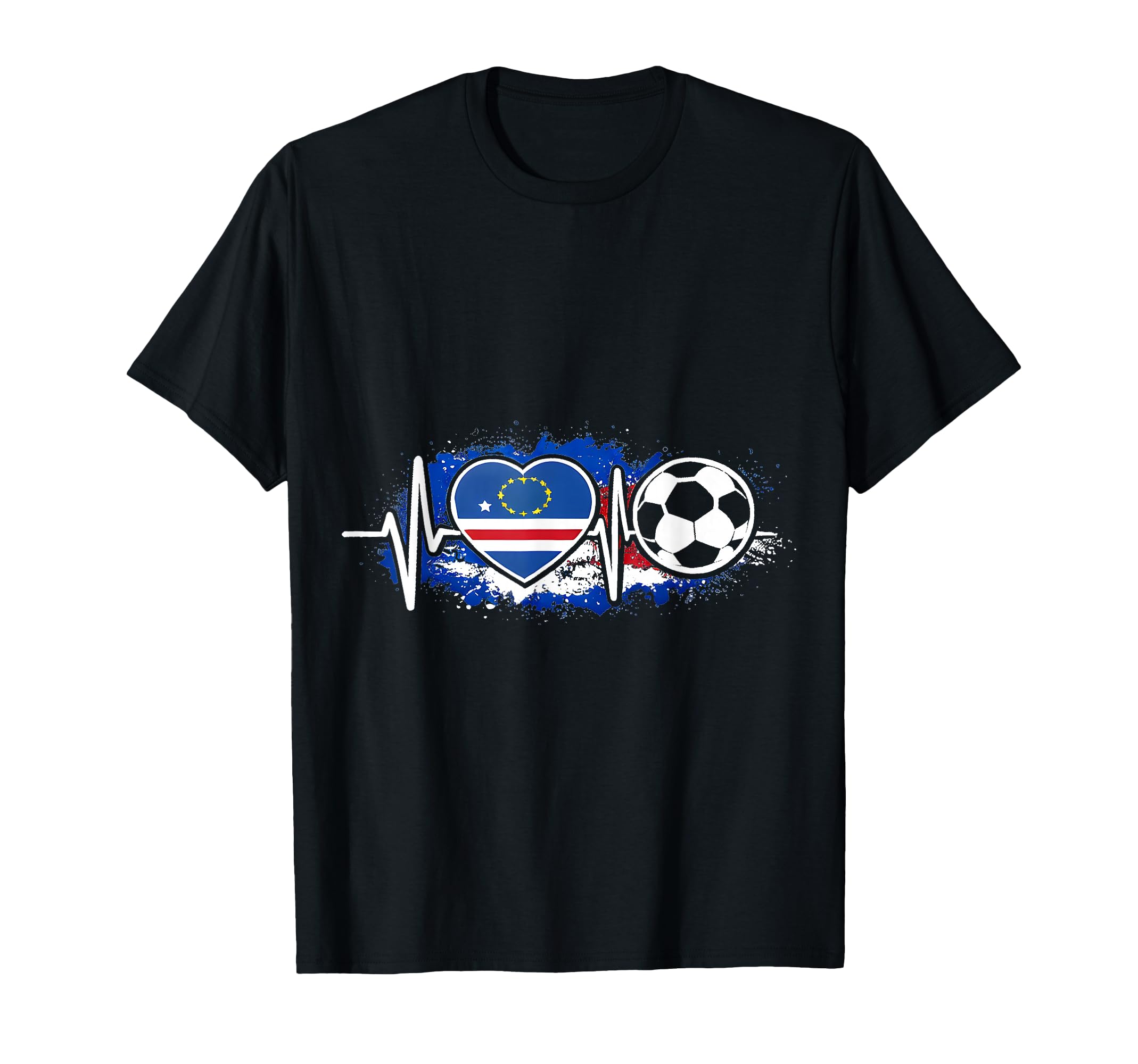 Heartbeat Cape Verde Flag Football T-Shirt - Unique Graphic Men Women - T-Shirt, Sweatshirt, Hoodie