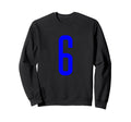 Blue Sport Team Number 6 Sweatshirt - Aesthetic Graphic for Adults - T-Shirt, Sweatshirt, Hoodie