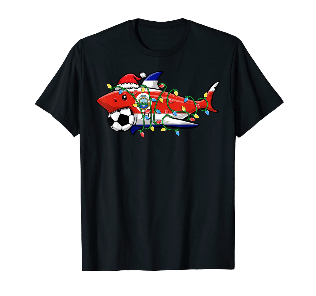 Santa Shark Soccer Football Lights T-Shirt - Fun Novelty Design for Adults - T-Shirt, Sweatshirt, Hoodie