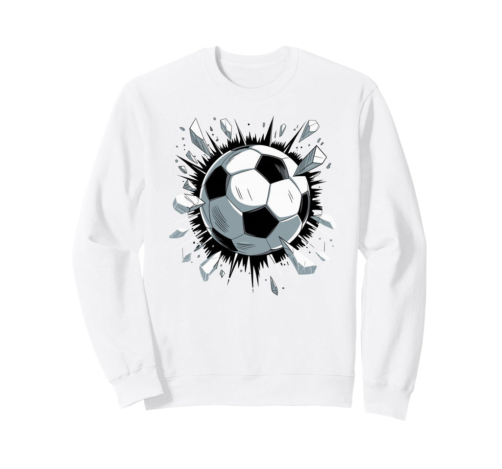 Soccer Ball Crashing Through Wall Sweatshirt - Minimalist Print for Adults - T-Shirt, Sweatshirt, Hoodie