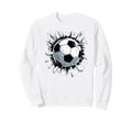Soccer Ball Crashing Through Wall Sweatshirt - Minimalist Print for Adults - T-Shirt, Sweatshirt, Hoodie
