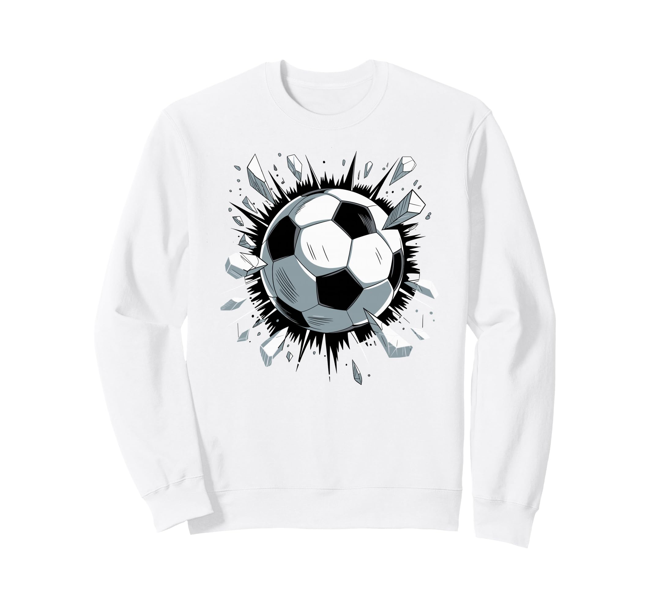 Soccer Ball Crashing Through Wall Sweatshirt - Minimalist Print for Adults - T-Shirt, Sweatshirt, Hoodie