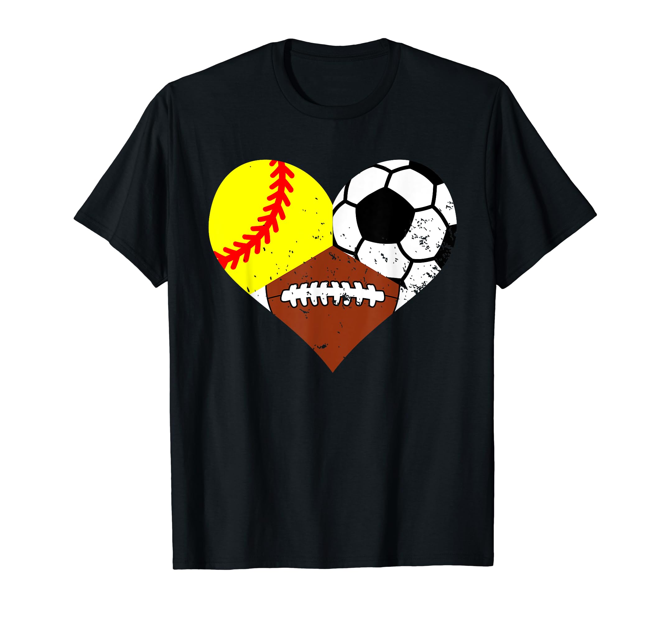 Softball Football Soccer Heart Funny T-Shirt - Unique Graphic for Adults - T-Shirt, Sweatshirt, Hoodie