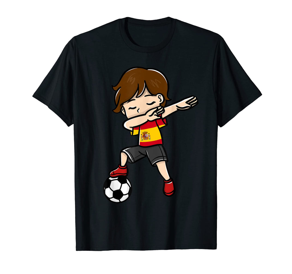 Dabbing Soccer Player Spanish Flag Themed T-Shirt - Graphic Print Unisex - T-Shirt, Sweatshirt, Hoodie