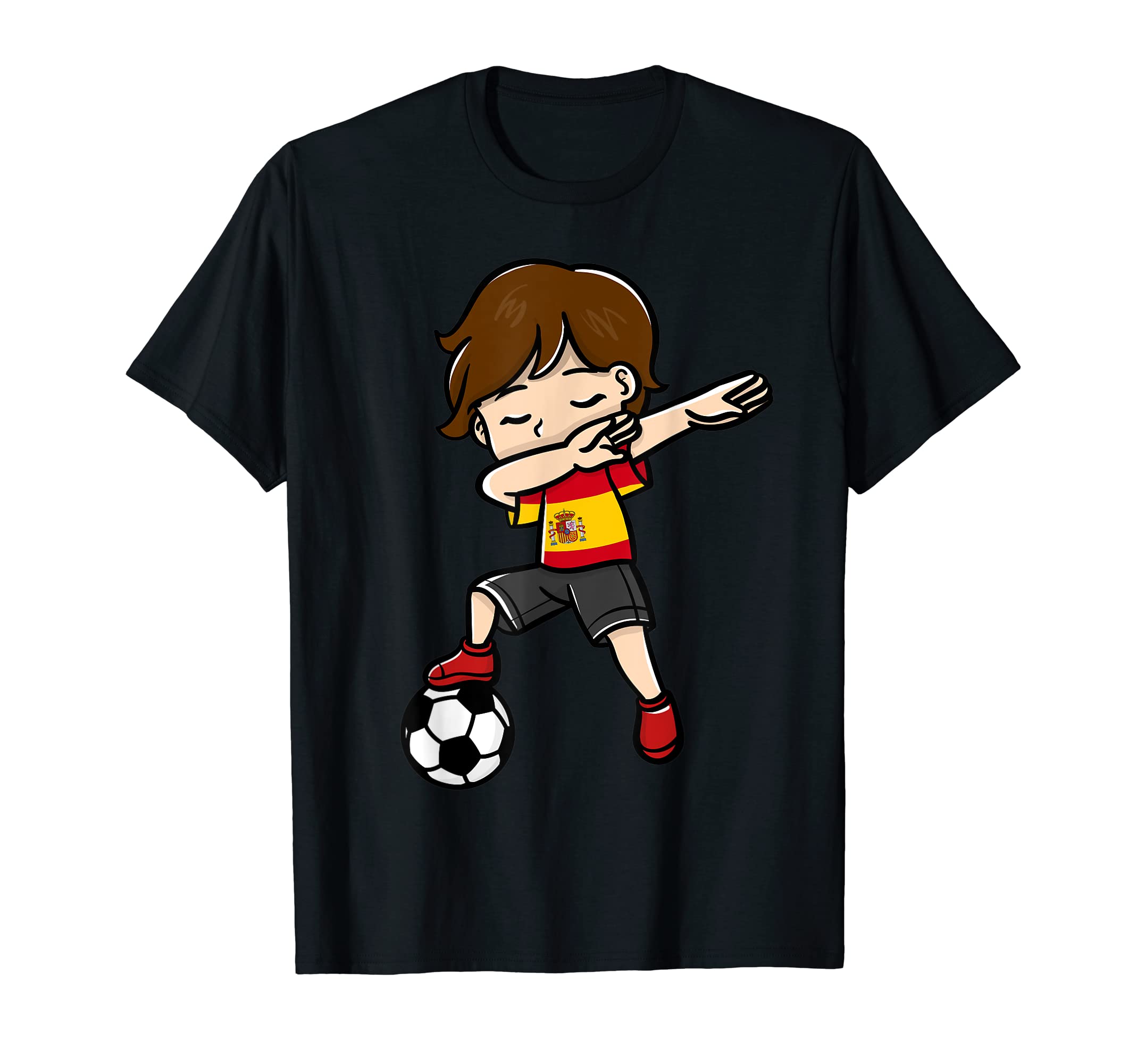 Dabbing Soccer Player Spanish Flag Themed T-Shirt - Graphic Print Unisex - T-Shirt, Sweatshirt, Hoodie