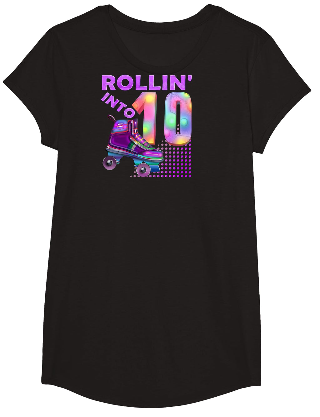Rollin Into 10 Roller Skating Birthday T-Shirt - Trendy Graphic for Adults - T-Shirt, Sweatshirt, Hoodie