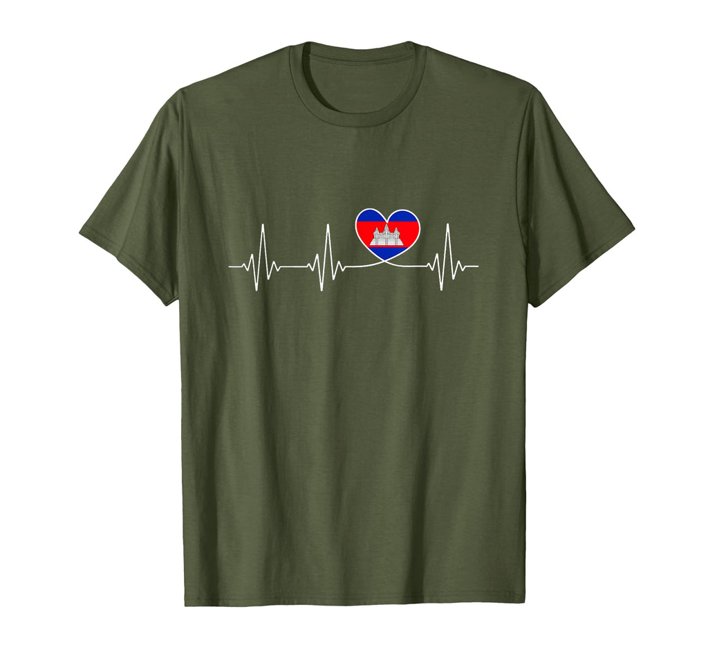 Cambodia Love Heartbeat And Cambodian T-Shirt - Graphic Print Men Women - T-Shirt, Sweatshirt, Hoodie