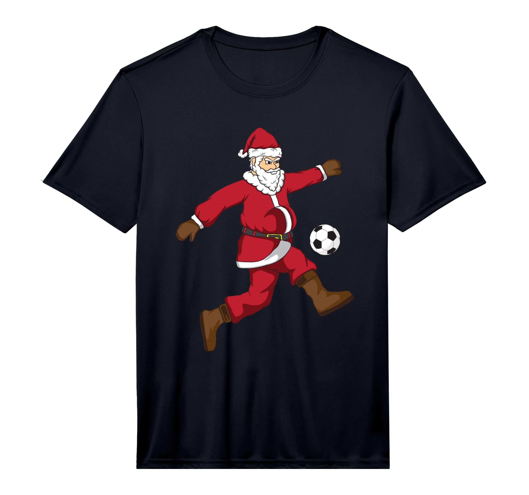 Santa Claus Playing Soccer Funny T-Shirt - Fun Novelty Design for Adults - T-Shirt, Sweatshirt, Hoodie