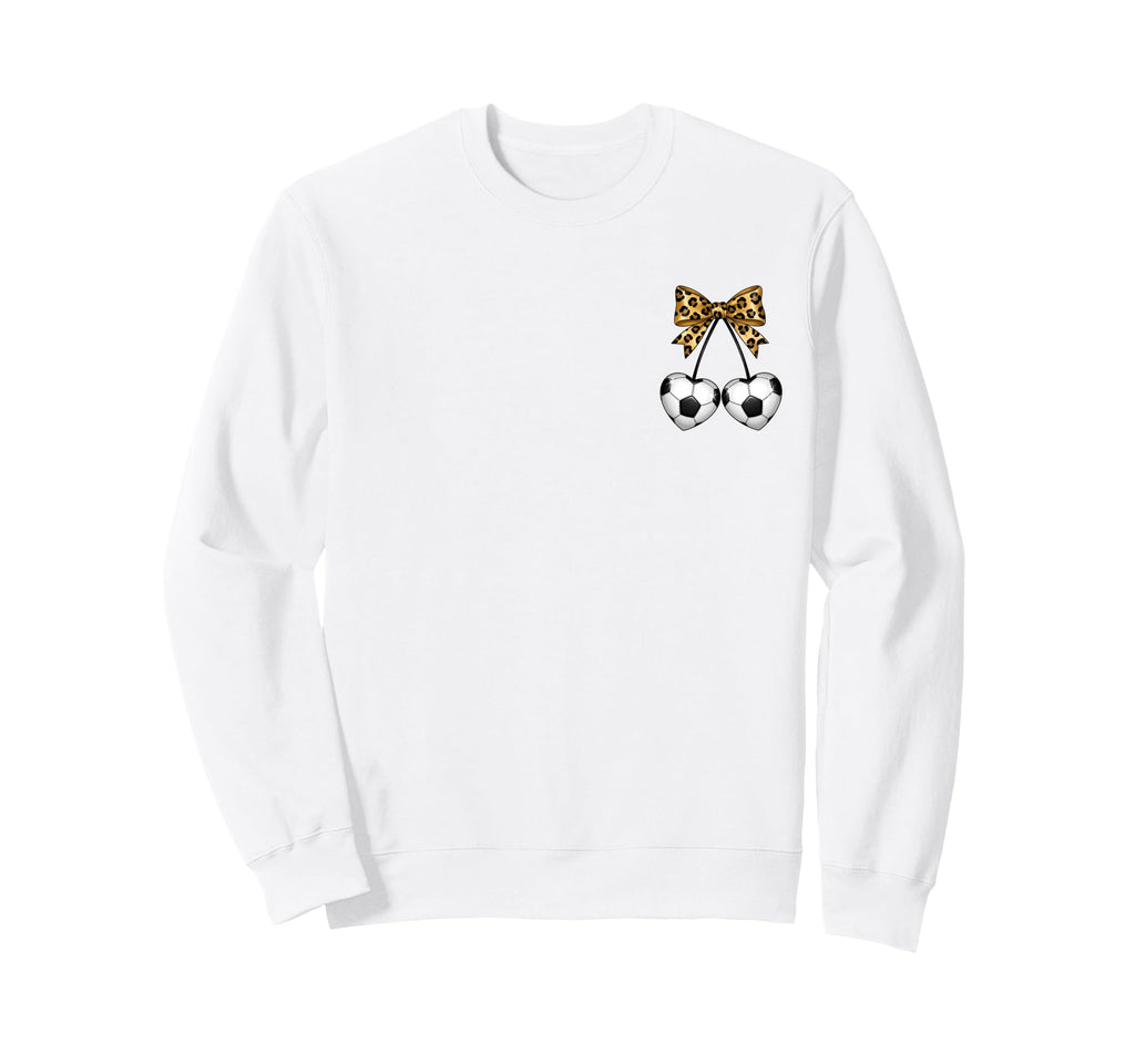 Soccer Cherry Soccer Coquette Leopard Sweatshirt - Unique Graphic Unisex - T-Shirt, Sweatshirt, Hoodie