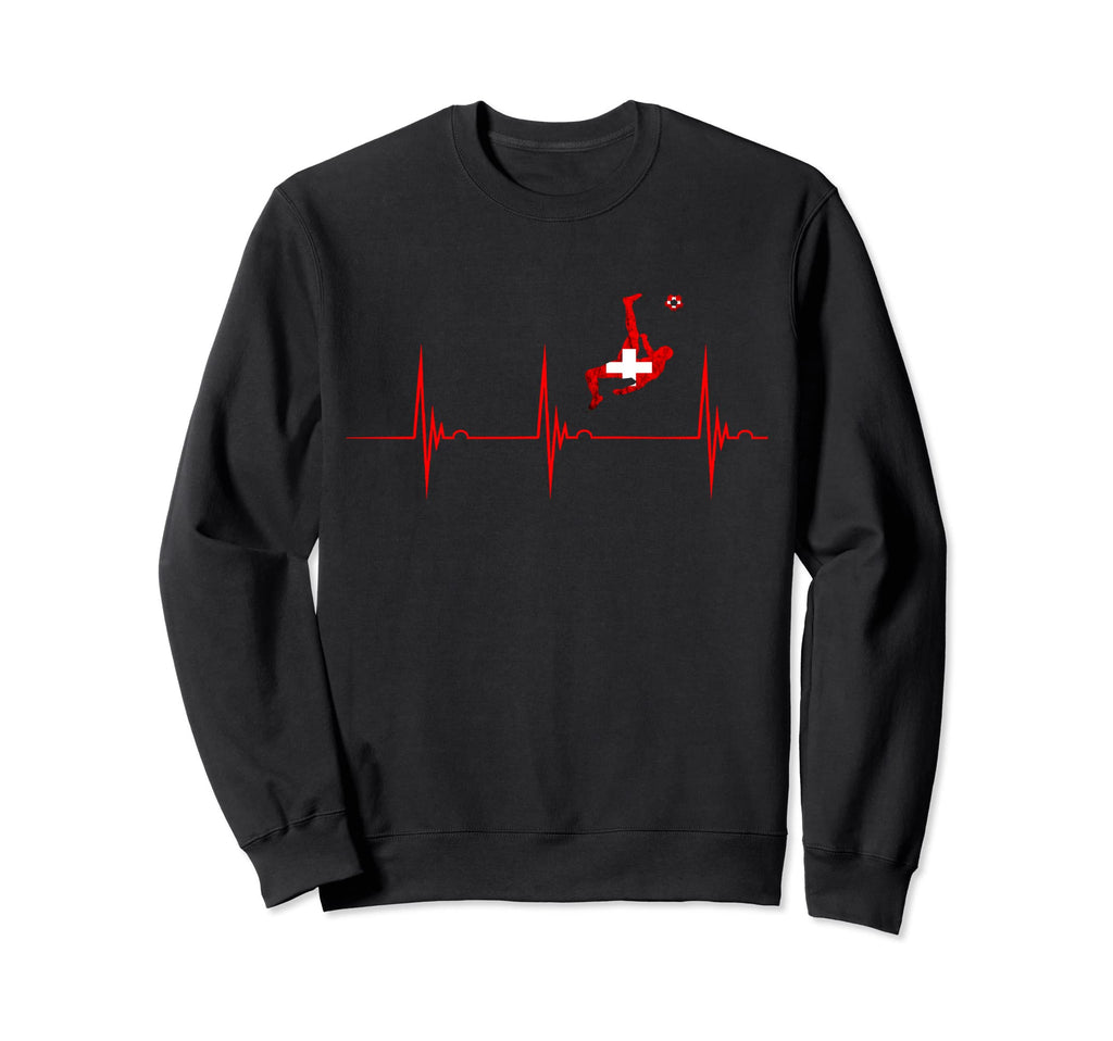 Switzerland Swiss Flag Heartbeat Ekg Sweatshirt - Graphic Print Unisex - T-Shirt, Sweatshirt, Hoodie