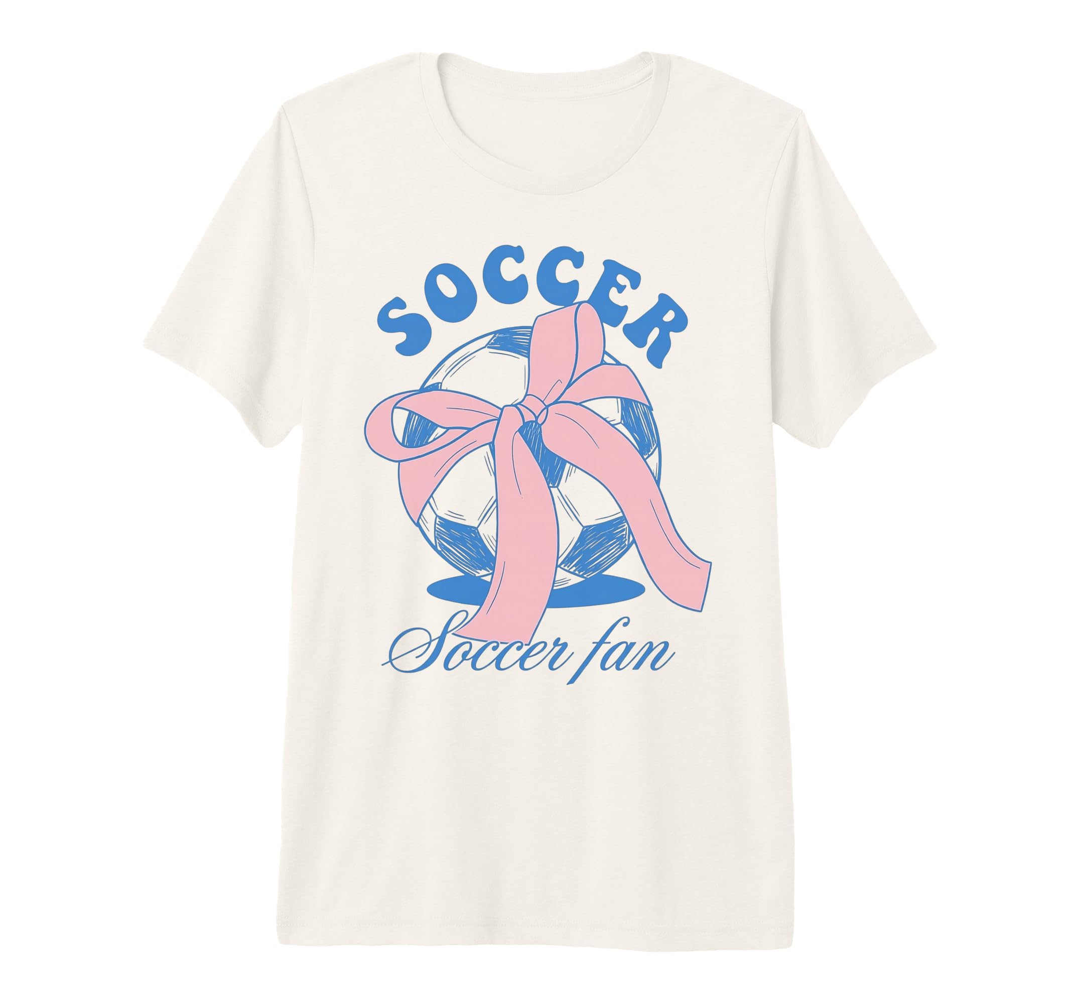 Soccer Fan Coquette Bow Tri Blend T-Shirt - Minimalist Print for Adults - T-Shirt, Sweatshirt, Hoodie