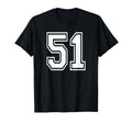 Number 51 Numbered Uniform Sports Jersey T-Shirt - Trendy Graphic Unisex - T-Shirt, Sweatshirt, Hoodie
