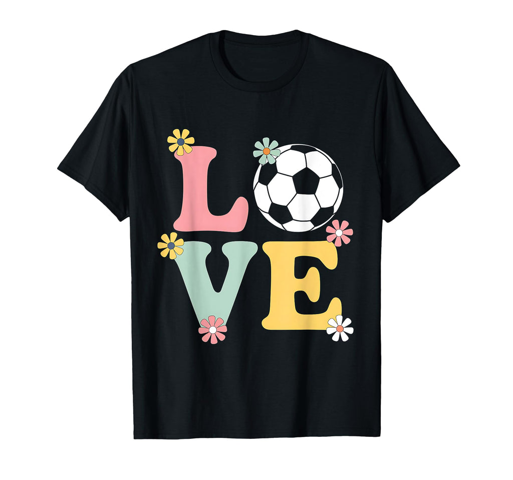 Colorful Love Soccer Floral Accents T-Shirt - Minimalist Print Unisex - T-Shirt, Sweatshirt, Hoodie