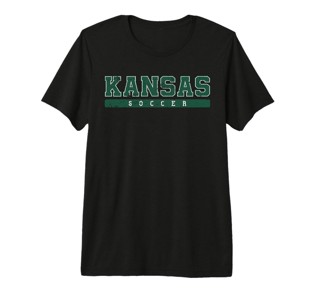 Kansas Soccer Green Text Tri Blend T-Shirt - Fun Novelty Design for Adults - T-Shirt, Sweatshirt, Hoodie