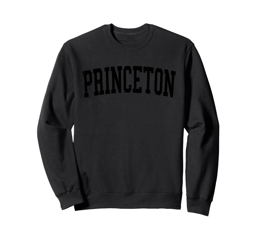 Princeton Tx Distressed Black Varsity Sweatshirt - Trendy Graphic Men Women - T-Shirt, Sweatshirt, Hoodie