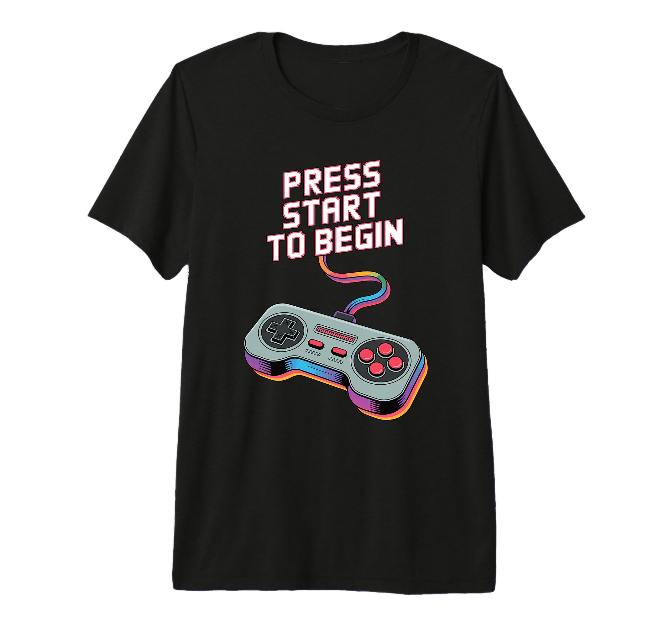 Press Start To Begin Gaming Controller Art T-Shirt - Graphic Print Unisex - T-Shirt, Sweatshirt, Hoodie