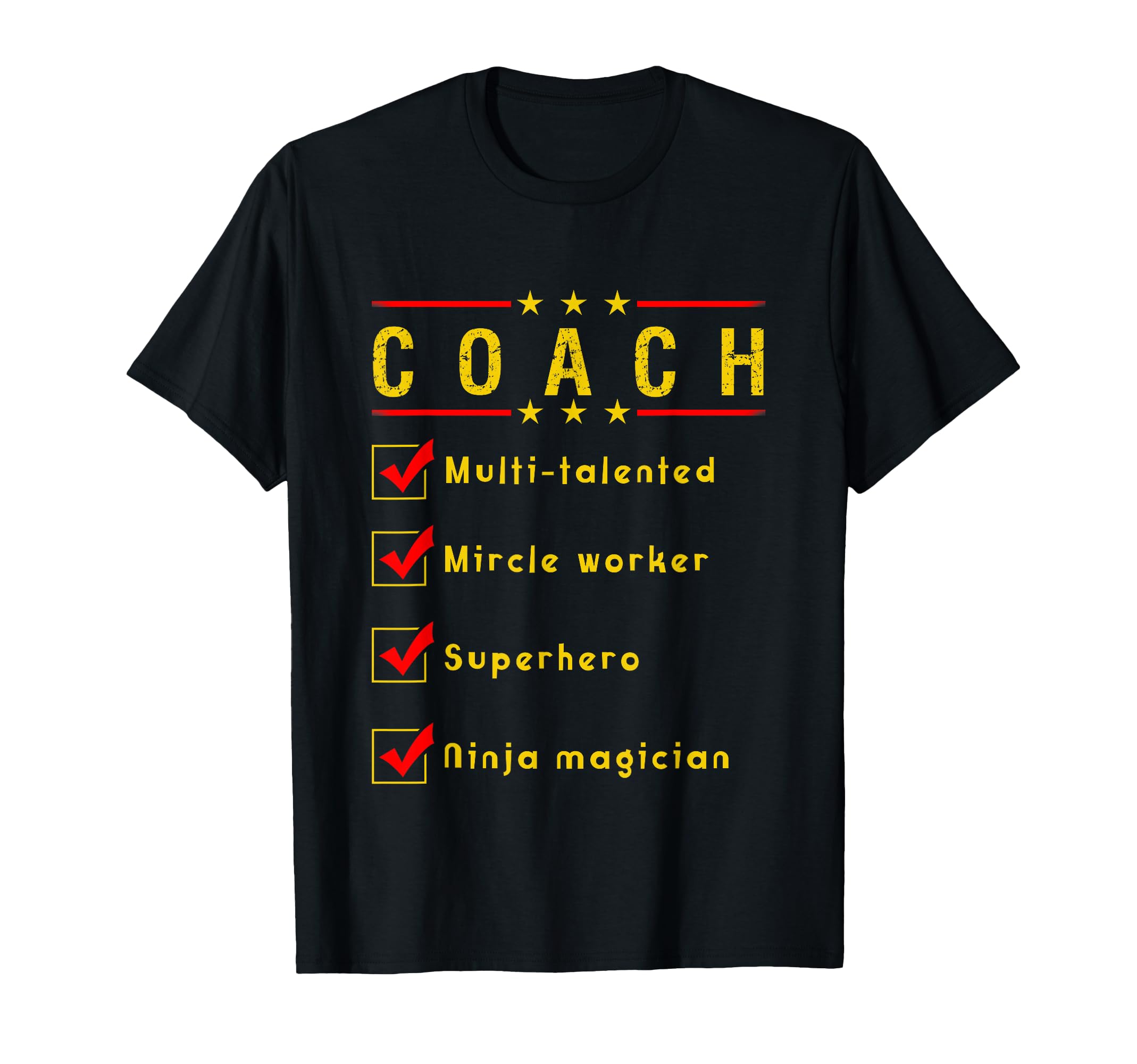 Sports Lover Talented Coach Checklist T-Shirt - Fun Novelty Design Unisex - T-Shirt, Sweatshirt, Hoodie