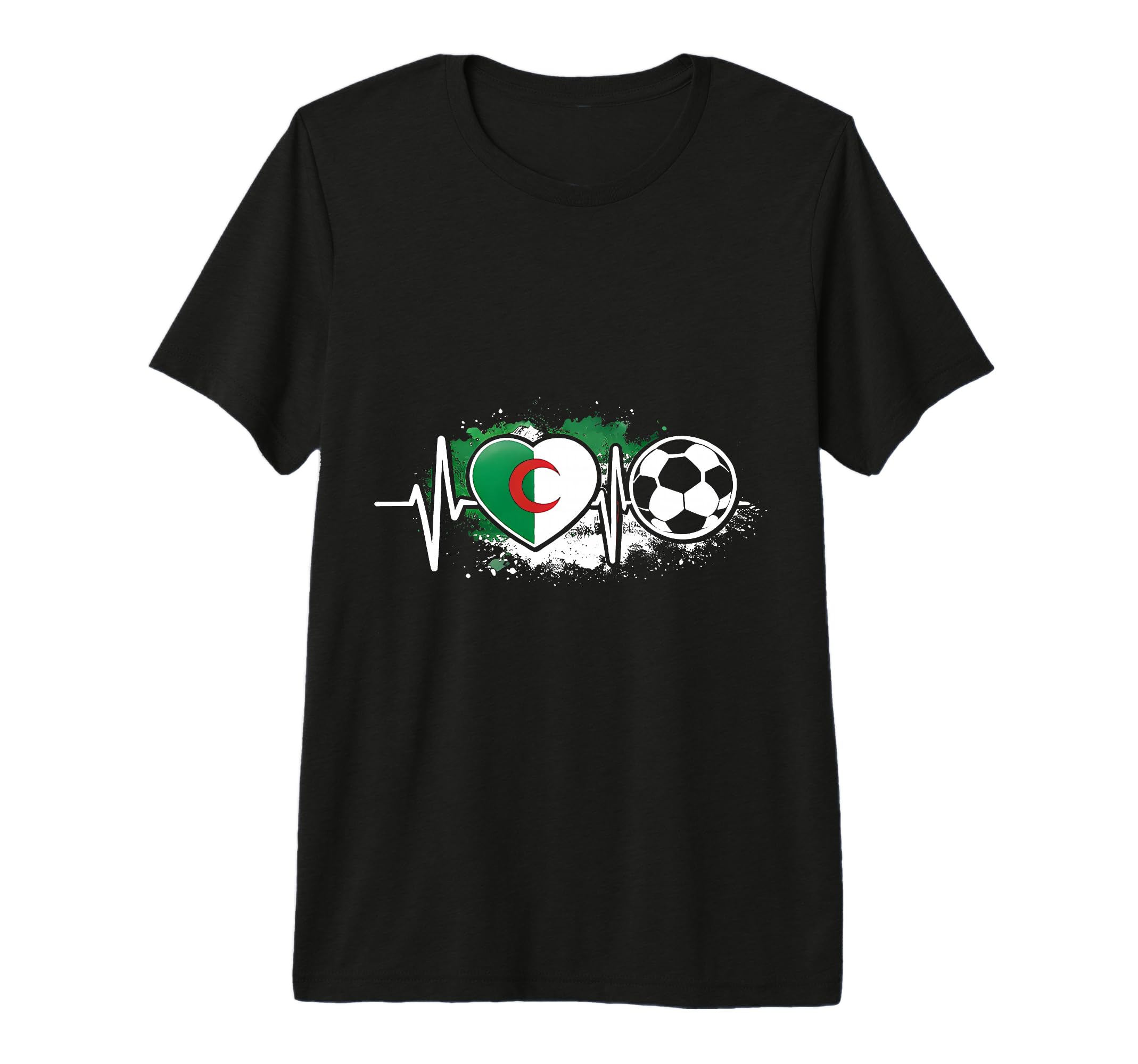 Algerian Soccer Heartbeat Flag T-Shirt - Trendy Graphic for Adults - T-Shirt, Sweatshirt, Hoodie