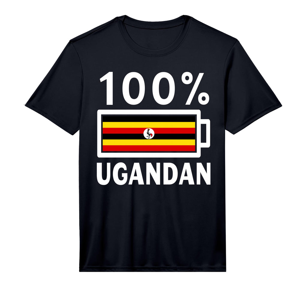Uganda Flag 100 Ugandan Battery Power T-Shirt - Novelty Apparel Men Women - T-Shirt, Sweatshirt, Hoodie