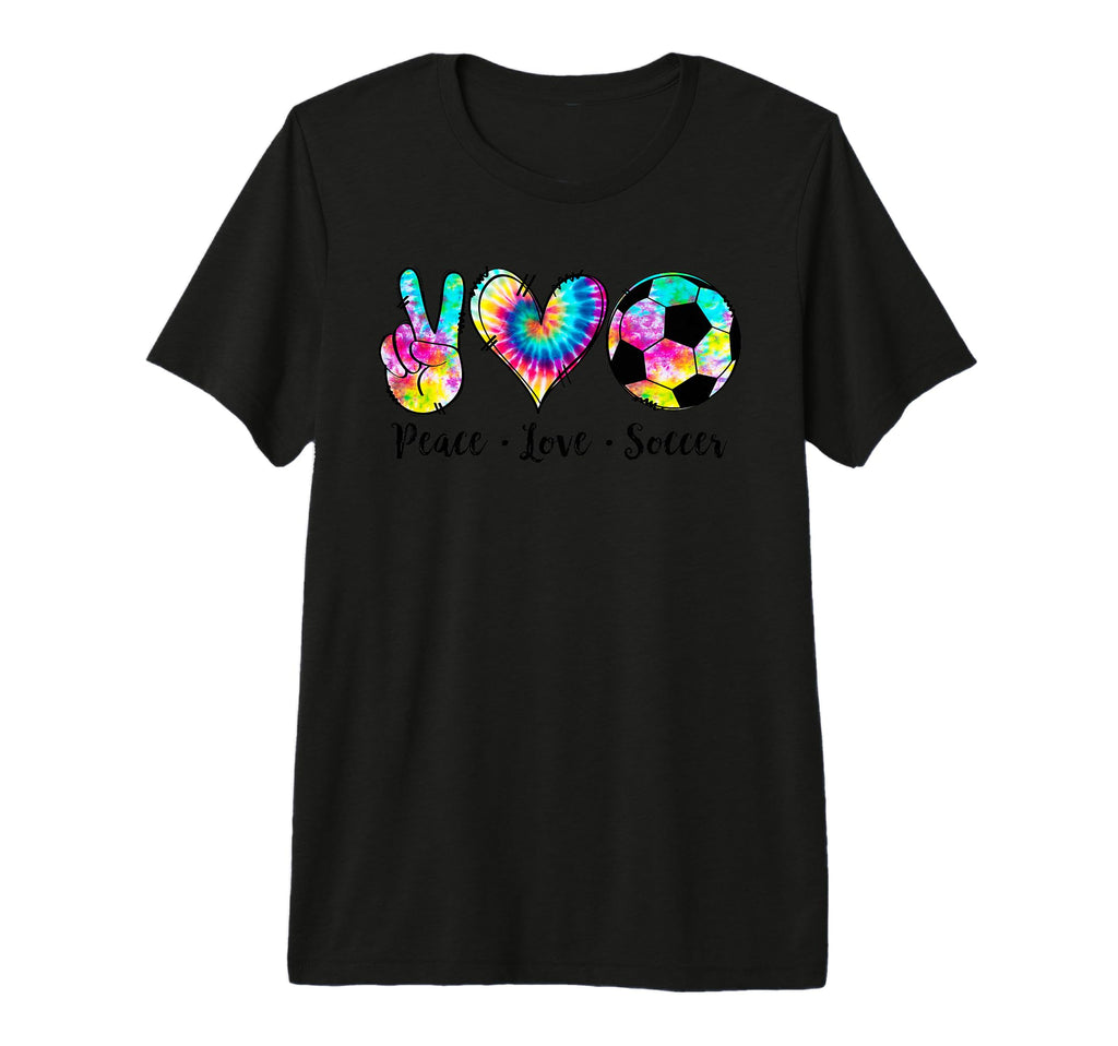 Peace Love Soccer Tie Dye Hippie T-Shirt - Casual Everyday Wear Unisex - T-Shirt, Sweatshirt, Hoodie