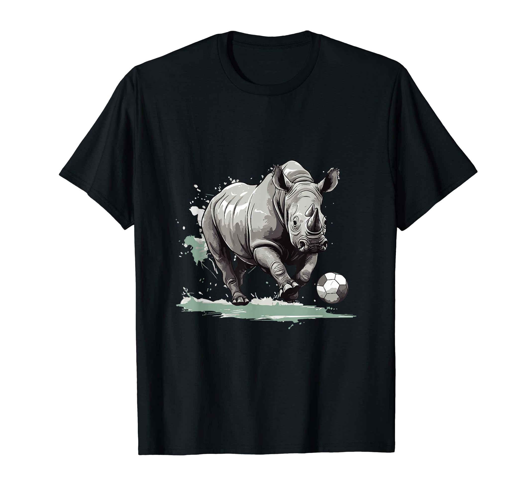 Rhino Playing Soccer Funny Animal T-Shirt - Streetwear Style for Adults - T-Shirt, Sweatshirt, Hoodie