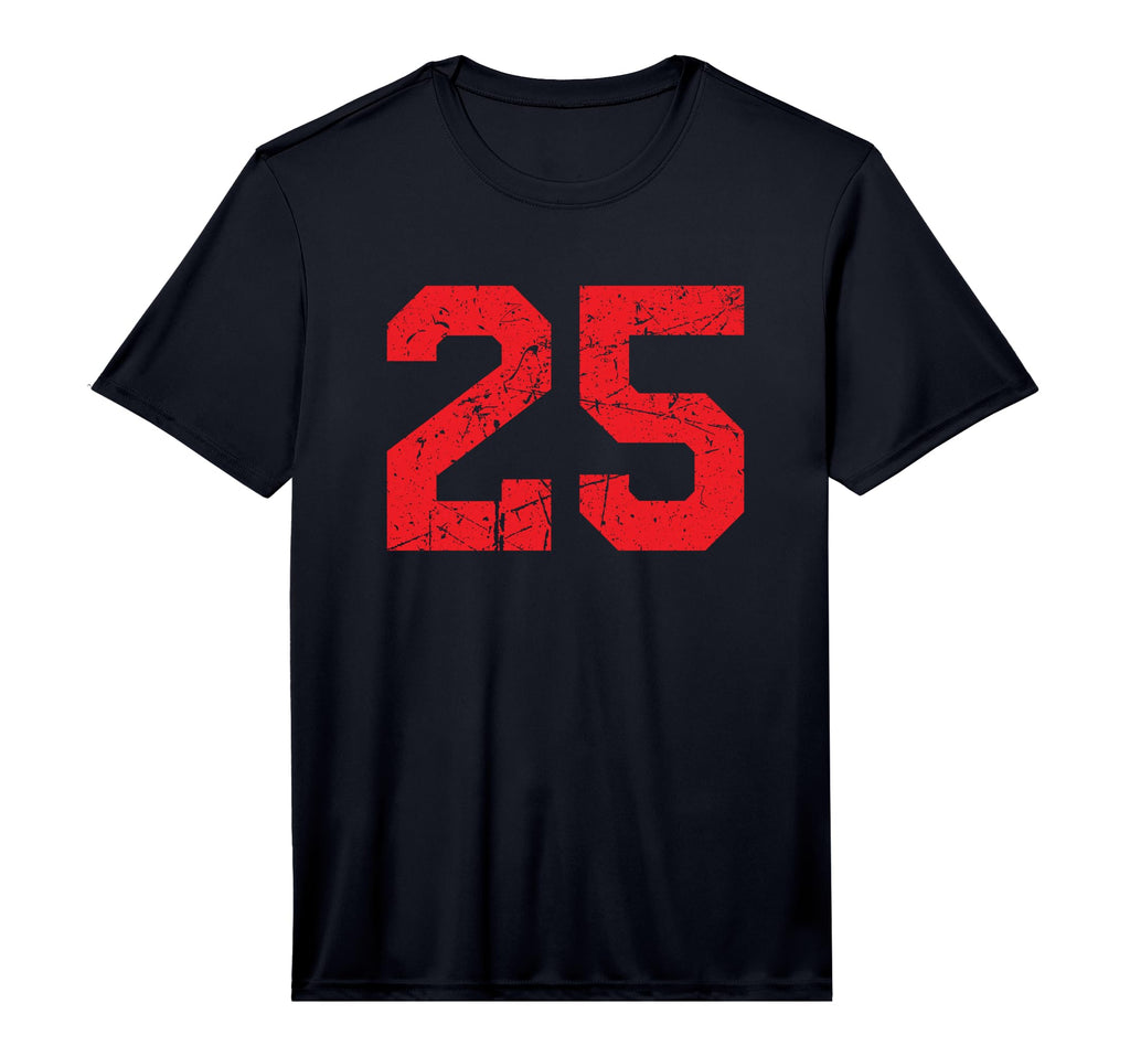 Number 25 Red Distressed Number T-Shirt - Fun Novelty Design Unisex - T-Shirt, Sweatshirt, Hoodie