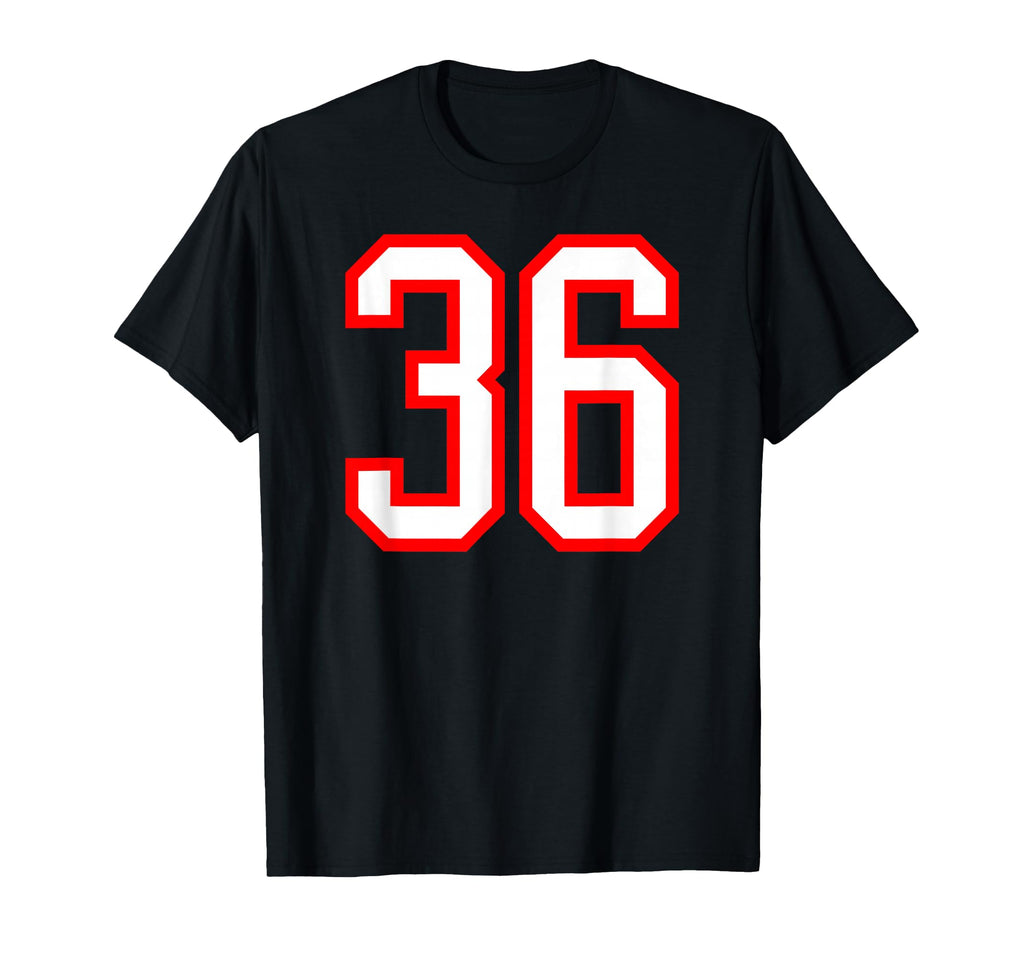 Number 36 White Red Sports Team T-Shirt - Novelty Apparel Men Women - T-Shirt, Sweatshirt, Hoodie