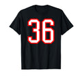 Number 36 White Red Sports Team T-Shirt - Novelty Apparel Men Women - T-Shirt, Sweatshirt, Hoodie