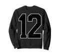 Black Sports Team Number 12 Fan Sweatshirt - Aesthetic Graphic for Adults - T-Shirt, Sweatshirt, Hoodie