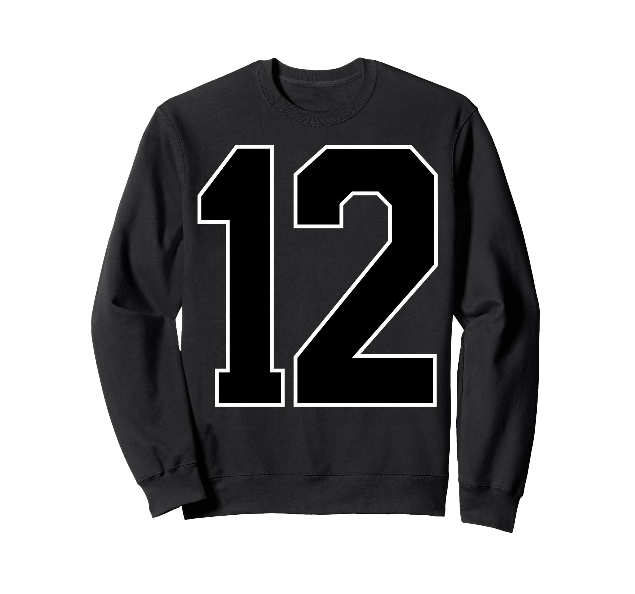 Black Sports Team Number 12 Fan Sweatshirt - Aesthetic Graphic for Adults - T-Shirt, Sweatshirt, Hoodie