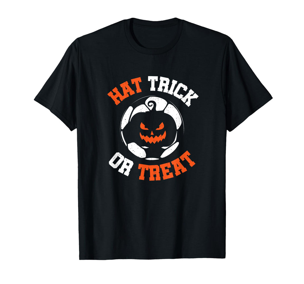 Hat Trick Or Treat Halloween Soccer Funny T-Shirt - Graphic Print Men Women - T-Shirt, Sweatshirt, Hoodie