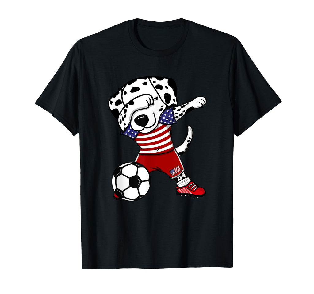 Dabbing Dalmatian America Soccer Fan T-Shirt - Aesthetic Graphic Unisex - T-Shirt, Sweatshirt, Hoodie