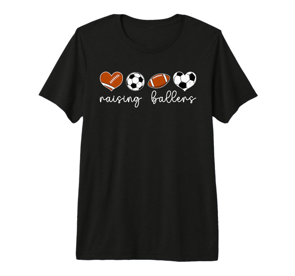 Raising Ballers Soccer Football Mom T-Shirt - Novelty Apparel Unisex - T-Shirt, Sweatshirt, Hoodie