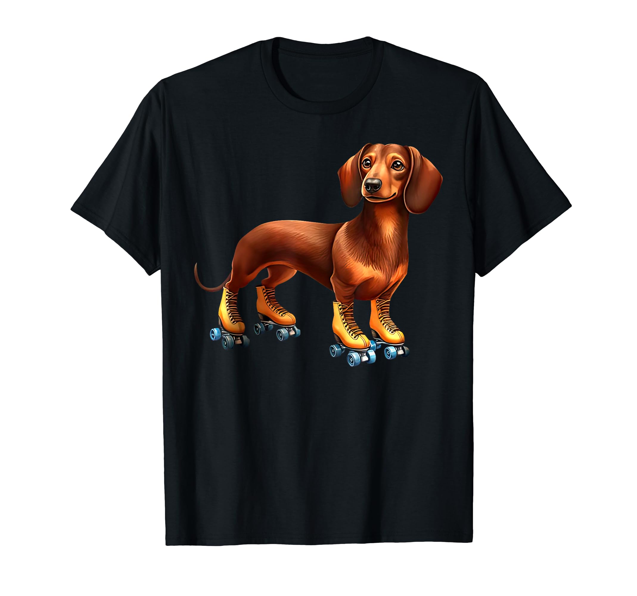 Roller Skating Dachshund Derby Skater T-Shirt - Custom Art Print Men Women - T-Shirt, Sweatshirt, Hoodie