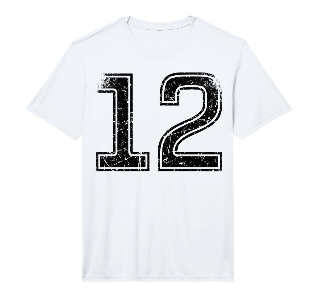 Black Sport Team Number 12 T-Shirt - Fun Novelty Design for Adults - T-Shirt, Sweatshirt, Hoodie