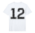 Black Sport Team Number 12 T-Shirt - Fun Novelty Design for Adults - T-Shirt, Sweatshirt, Hoodie