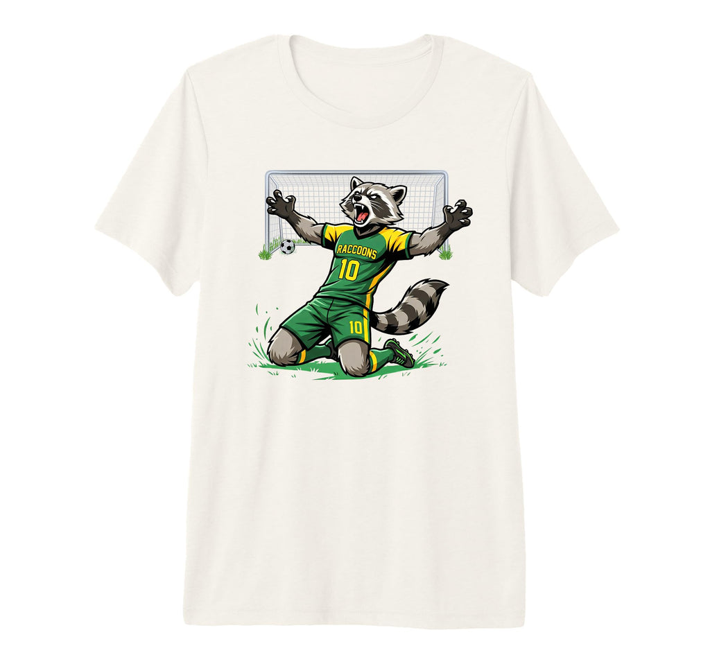 Funny Feral Raccoon Soccer Player Score T-Shirt - Unique Graphic Men Women - T-Shirt, Sweatshirt, Hoodie