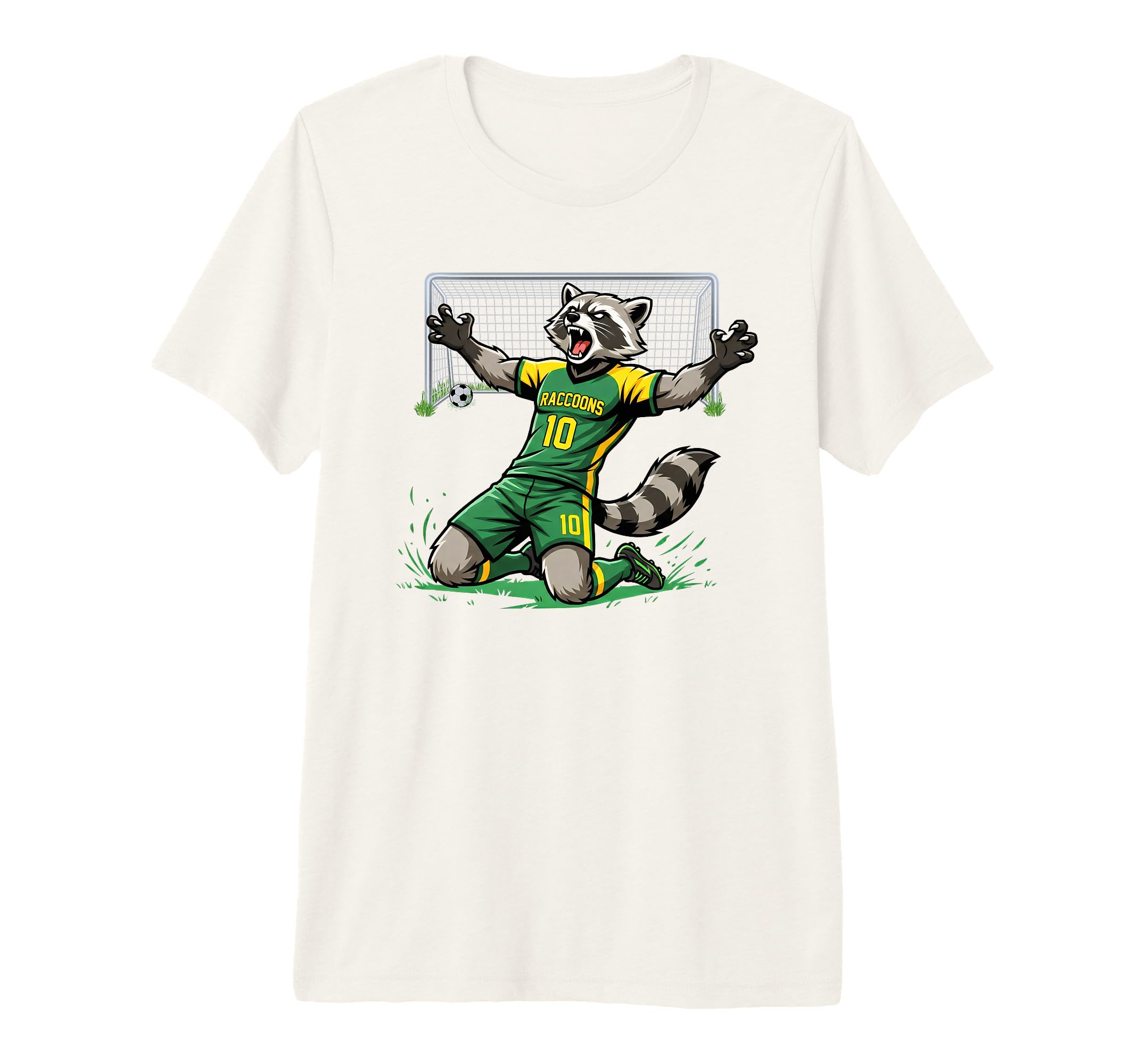 Funny Feral Raccoon Soccer Player Score T-Shirt - Unique Graphic Men Women - T-Shirt, Sweatshirt, Hoodie