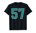 Teal And White Number 57 Jersey Player T-Shirt - Unique Graphic for Adults - T-Shirt, Sweatshirt, Hoodie