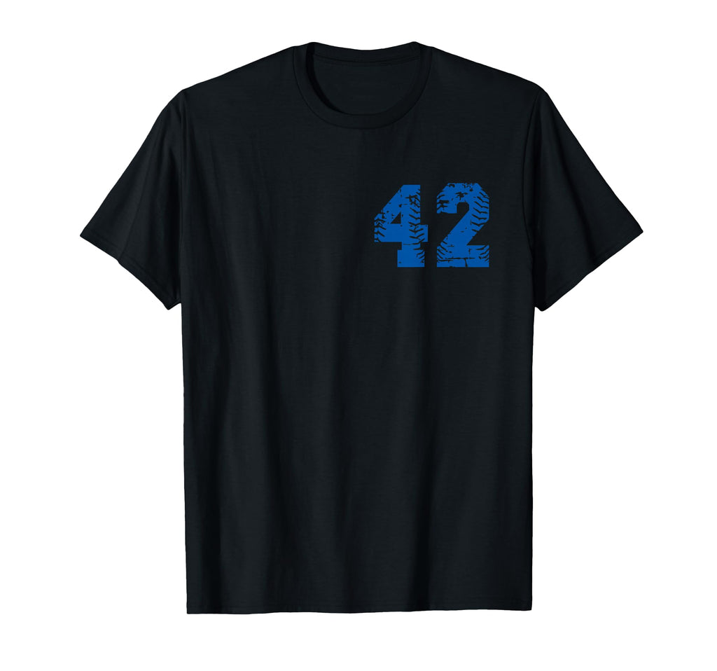 Blue Baseball Team Number 42 T-Shirt - Aesthetic Graphic for Adults - T-Shirt, Sweatshirt, Hoodie