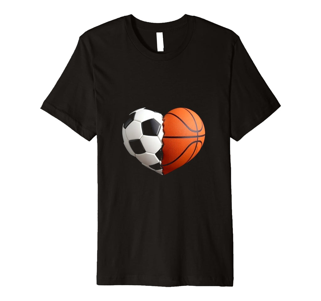 Split Heart Soccer Basketball T-Shirt - Fun Novelty Design for Adults - T-Shirt, Sweatshirt, Hoodie
