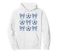 Soccer Coquette Toile Blue Bow Soccer Mom Hoodie - Aesthetic Graphic Unisex - T-Shirt, Sweatshirt, Hoodie
