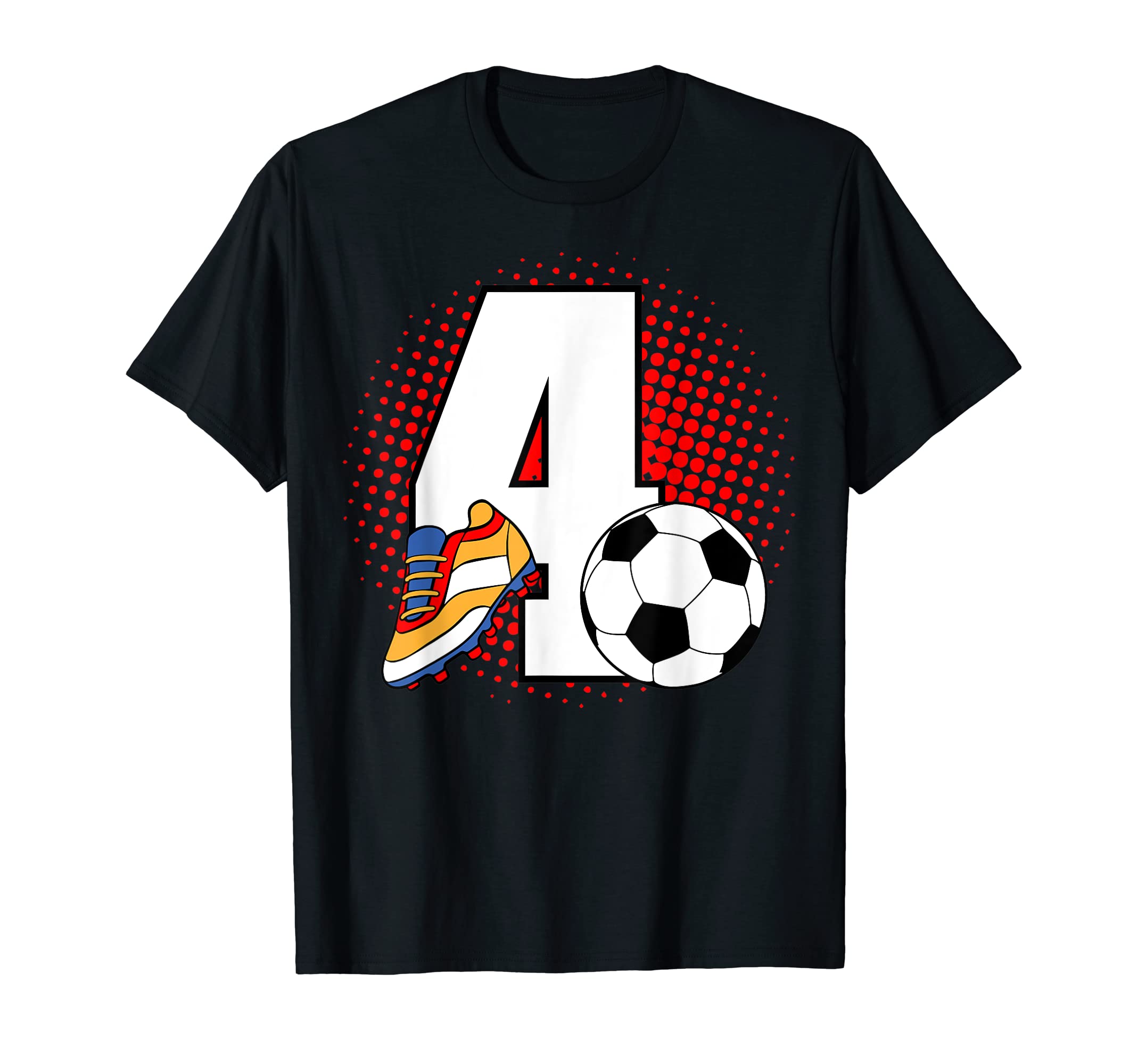 4 Soccer Birthday Player Bday Party T-Shirt - Custom Art Print Men Women - T-Shirt, Sweatshirt, Hoodie