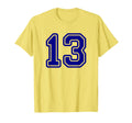 Blue Sports Team Number 13 T-Shirt - Custom Art Print Unisex - T-Shirt, Sweatshirt, Hoodie