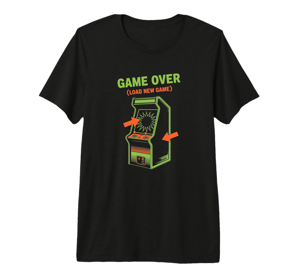 Game Over Load New Game Arcade Gamer T-Shirt - Aesthetic Graphic Unisex - T-Shirt, Sweatshirt, Hoodie