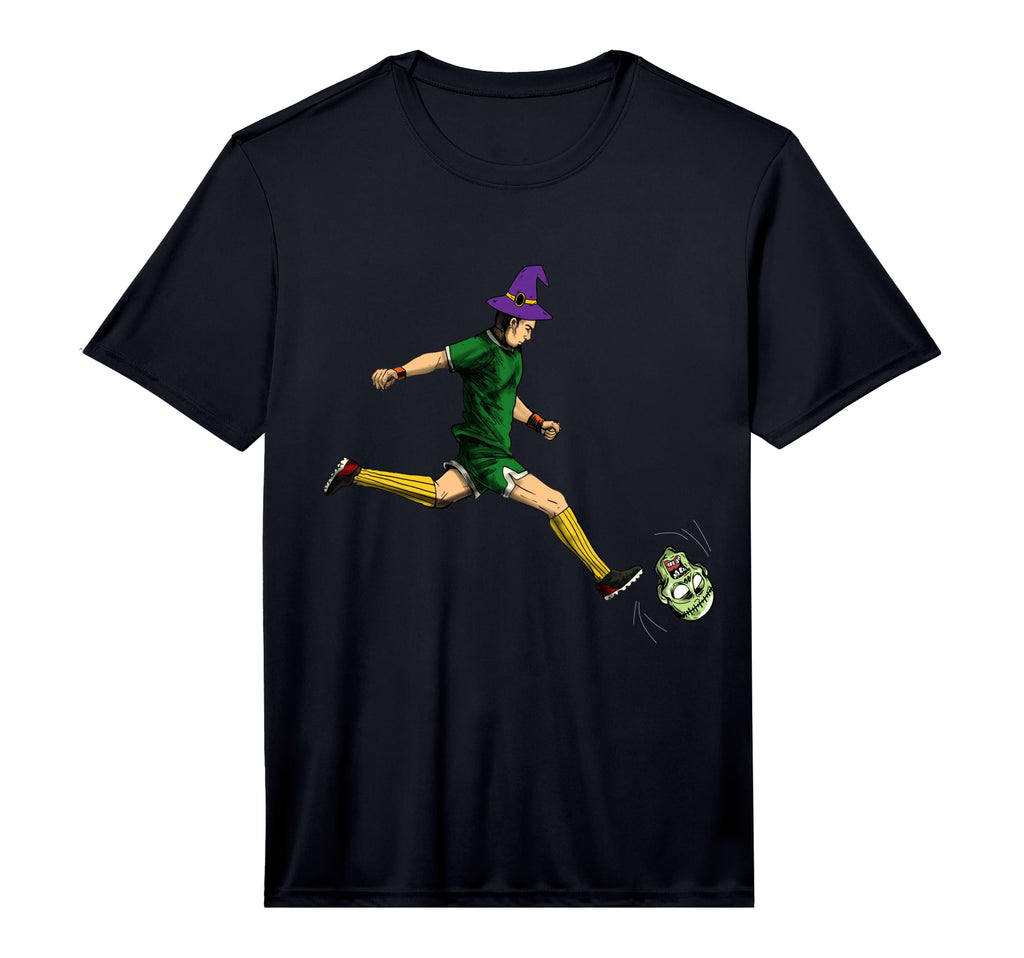 Soccer Player Kicking Skull Lazy Halloween T-Shirt - Unique Graphic Unisex - T-Shirt, Sweatshirt, Hoodie
