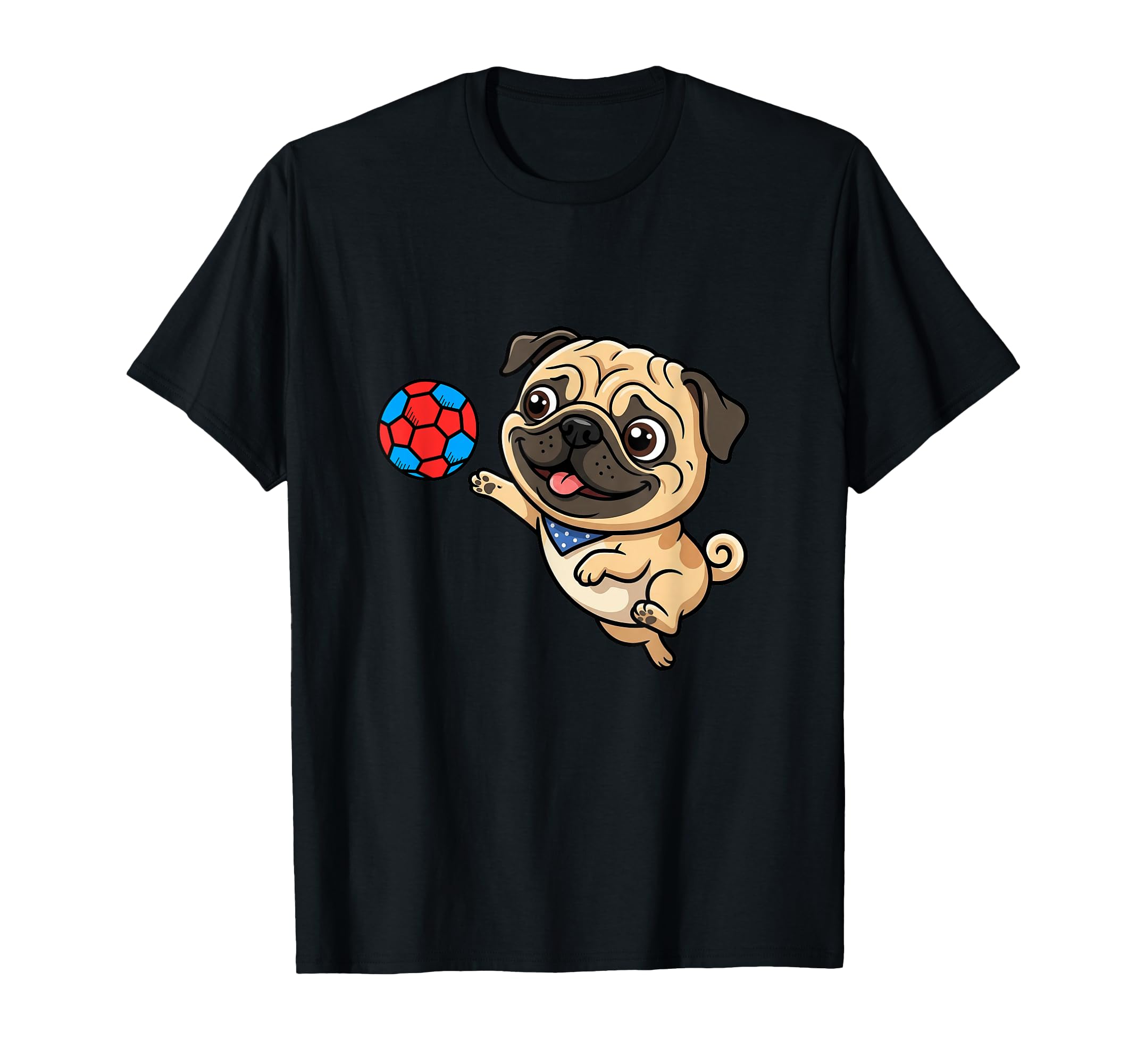 Playful Pug Puppy Soccer Dog Cartoon T-Shirt - Minimalist Print for Adults - T-Shirt, Sweatshirt, Hoodie