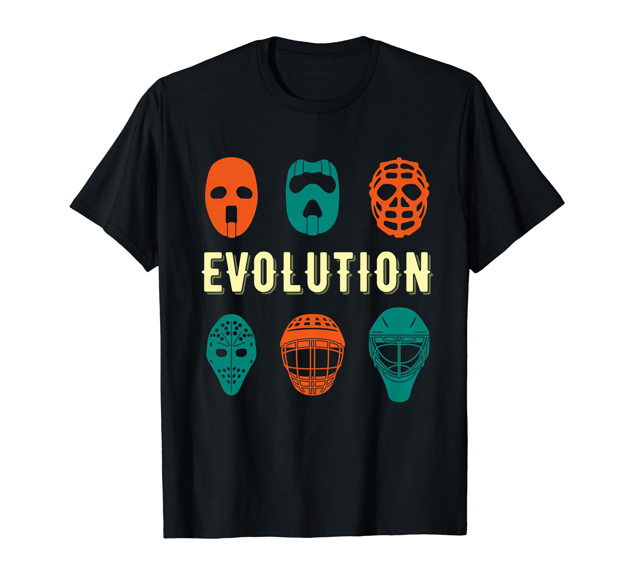 Ice Hockey Player Goalie Mask Evolution T-Shirt - Minimalist Print Unisex - T-Shirt, Sweatshirt, Hoodie