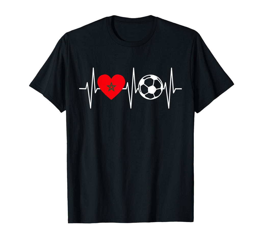 Morocco Soccer Funny Soccer Heartbeat T-Shirt - Unique Graphic for Adults - T-Shirt, Sweatshirt, Hoodie