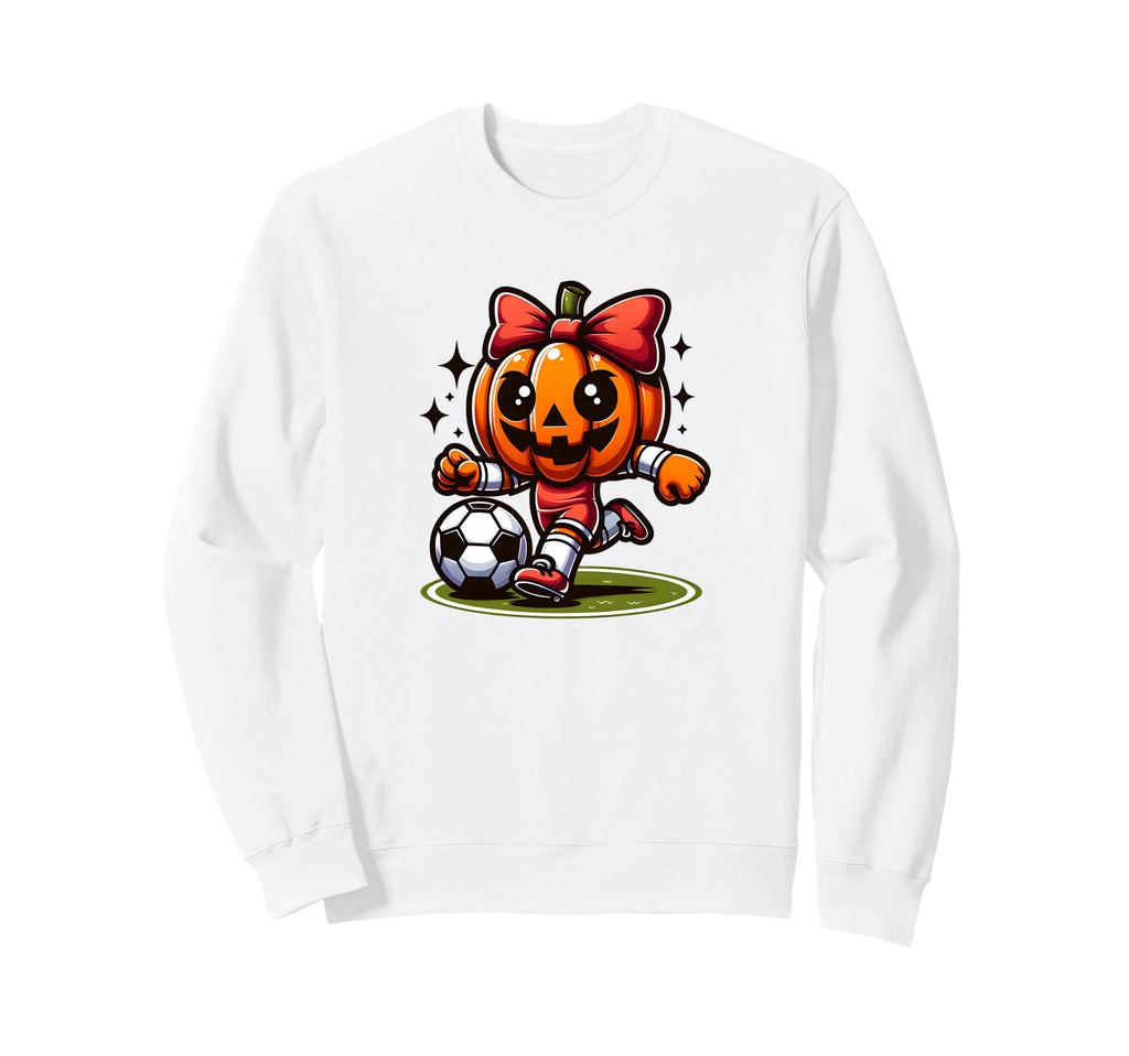 Halloween Soccer Pumpkin Coquette Sweatshirt - Minimalist Print Men Women - T-Shirt, Sweatshirt, Hoodie